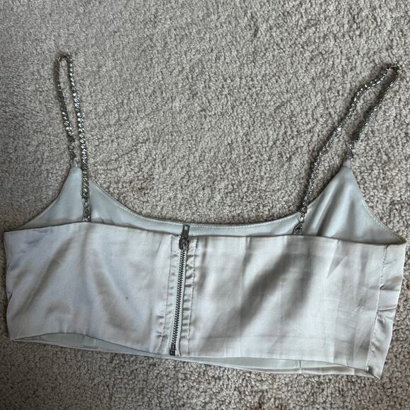 Boohoo champagne bra top with rhinestone straps, size 2 - Picture 4 of 11